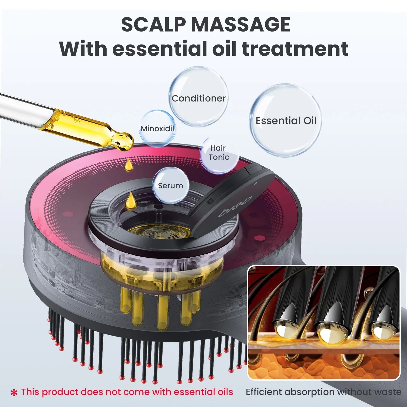 Breo Scalp 3 – Premium Electric Scalp Massager Brush with Red Light & Oil Applicator