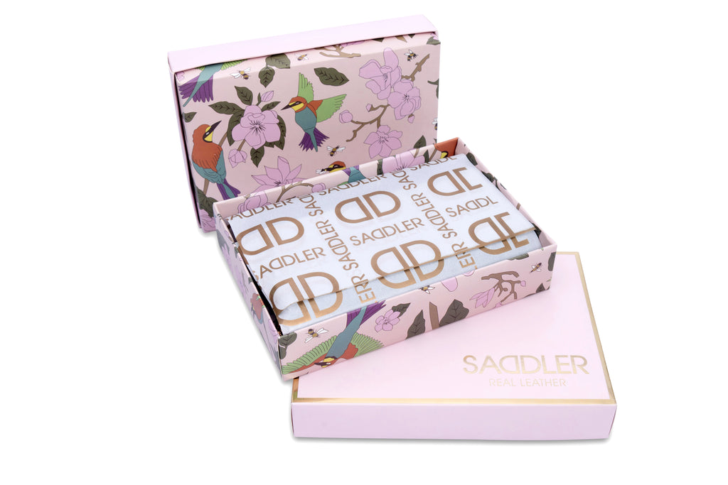 SADDLER "Louisa" RFID Real Leather Zipped Organiser and Cosmetic Pouch (Gift Boxed)