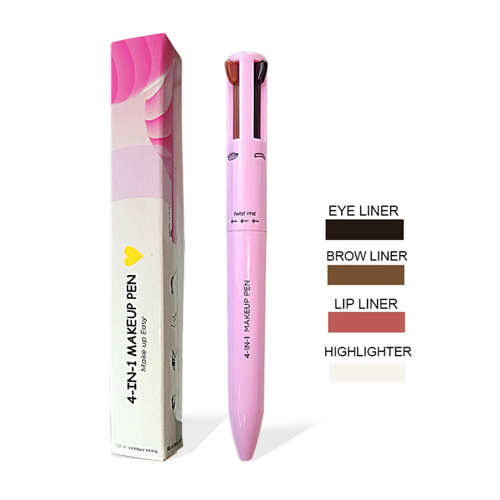 4-in-1 Makeup Pen Eye Liner Lip Liner Highlighter Long Lasting Eye Makeup Beauty Tool for Facial Cosmetics Supplies