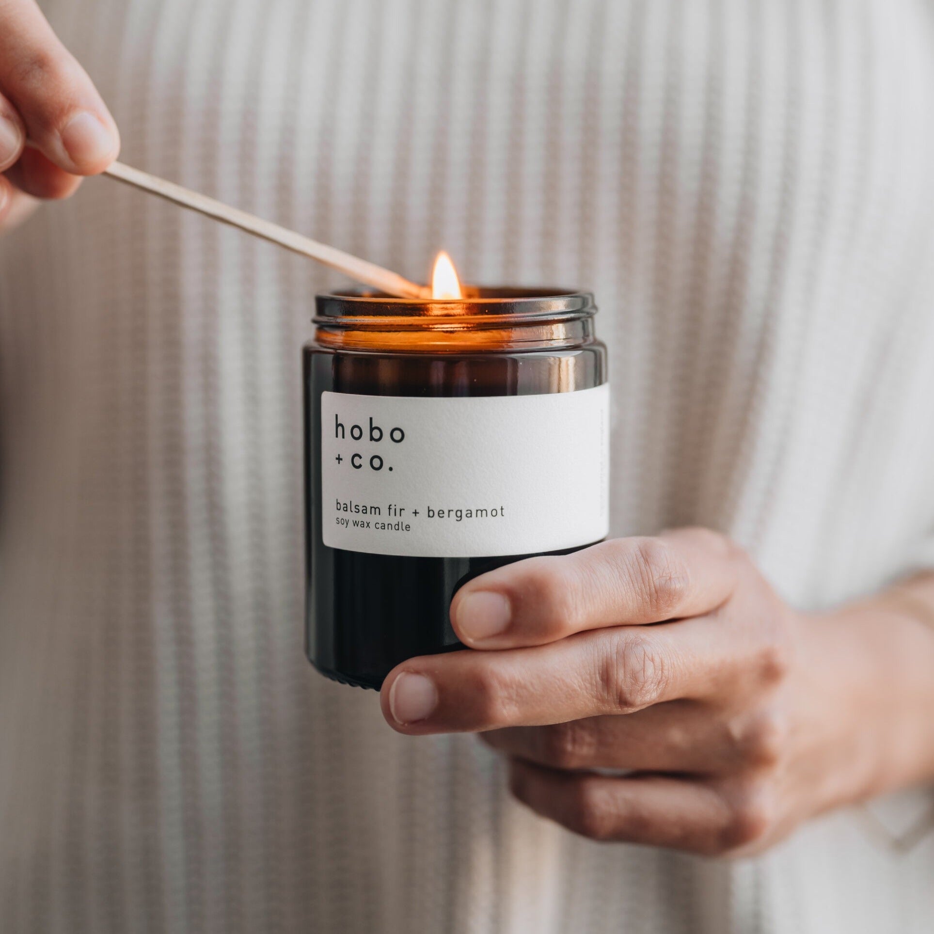 Glass Jar Balsam Fir and Bergamot Candle