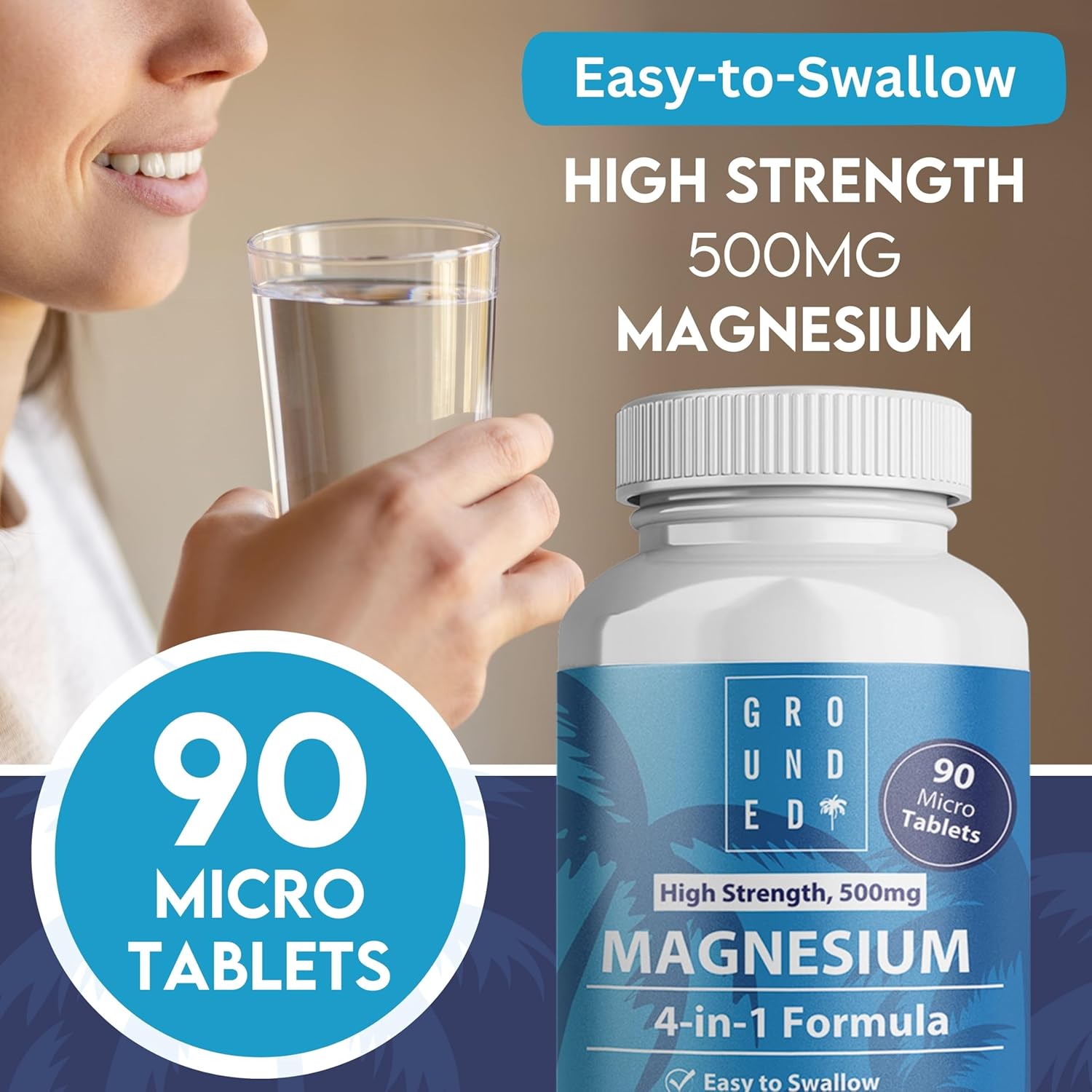 Grounded 4-in-1 Magnesium 500mg Tablets – Comprehensive Support for Mind & Body