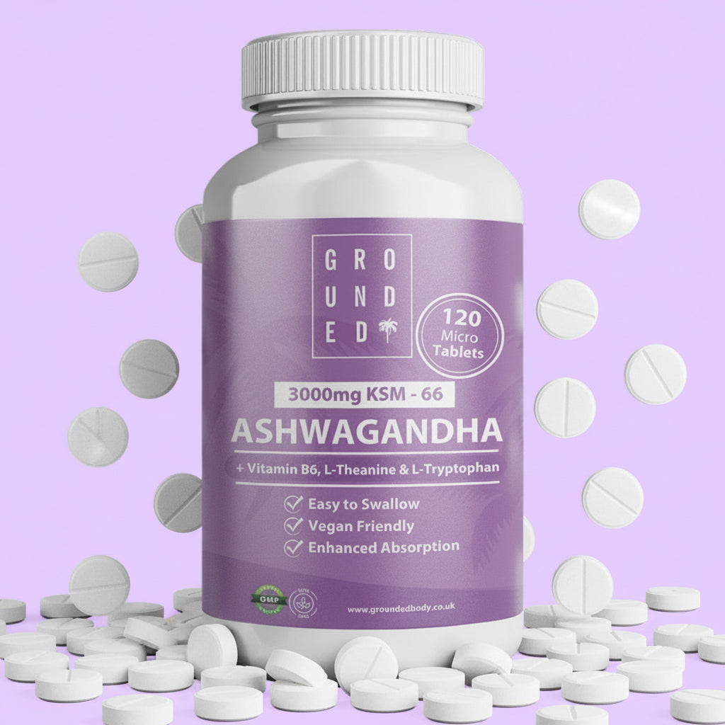 Grounded Ashwagandha High Strength 3000mg Tablets – 4-in-1 Stress & Mood Support