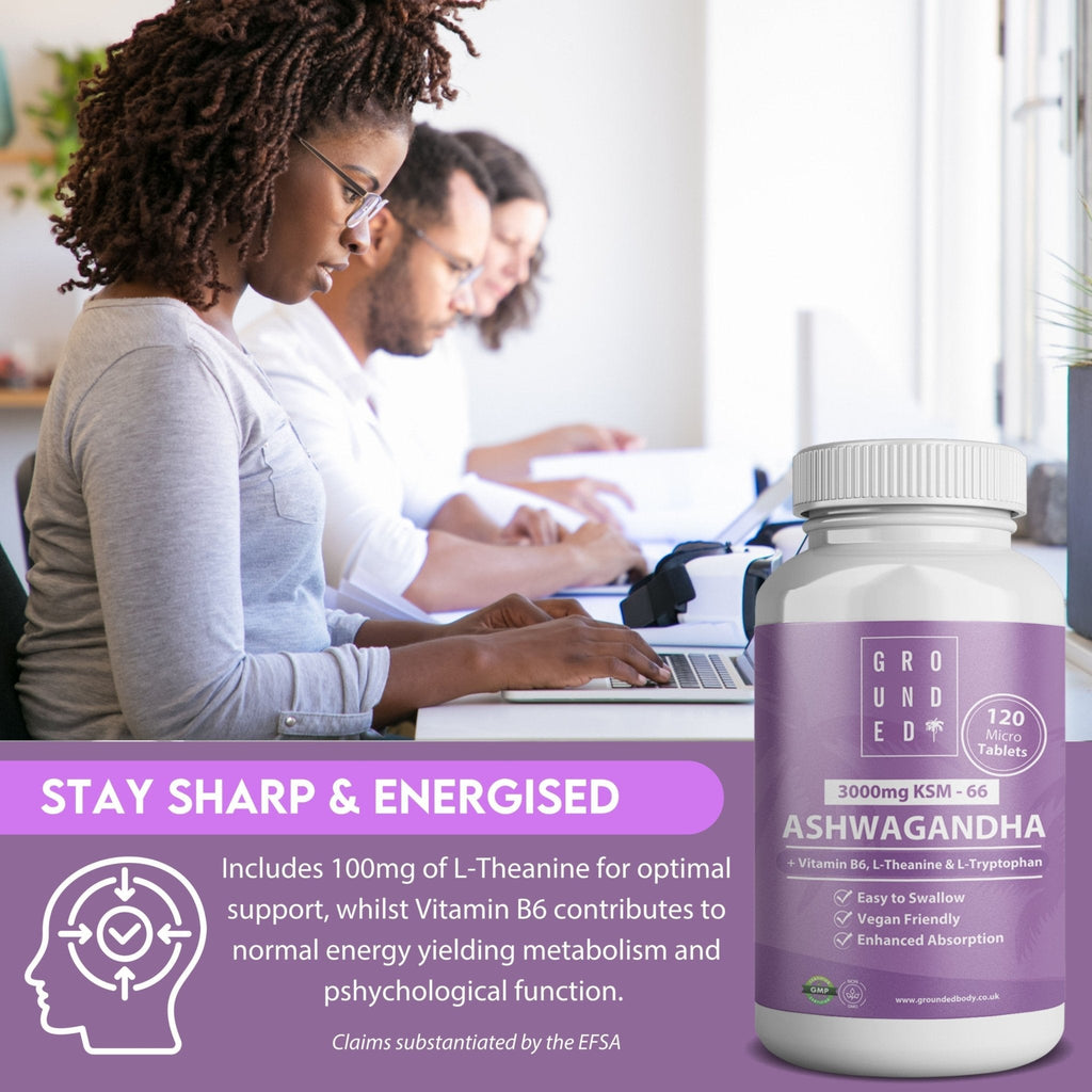 Grounded Ashwagandha High Strength 3000mg Tablets – 4-in-1 Stress & Mood Support