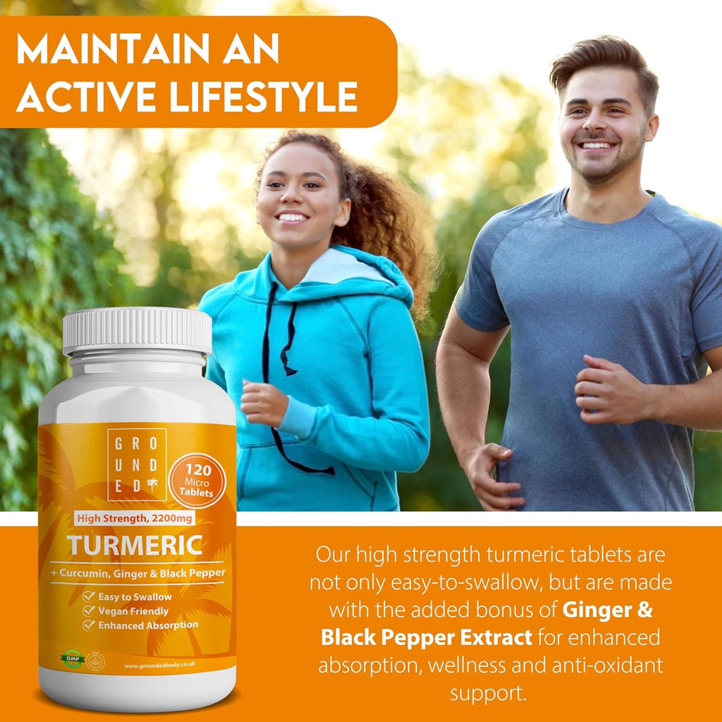 Grounded Turmeric, Black Pepper & Ginger Tablets – 2200mg of Natural Anti-Inflammatory Support