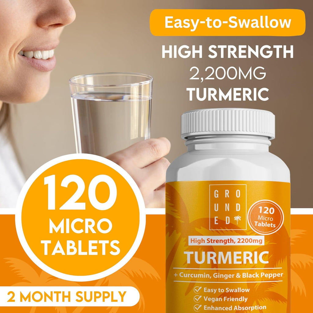 Grounded Turmeric, Black Pepper & Ginger Tablets – 2200mg of Natural Anti-Inflammatory Support