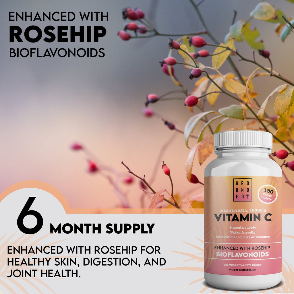 Grounded Vitamin C 500mg with Rosehip & Bioflavonoids – Daily Immune & Skin Support