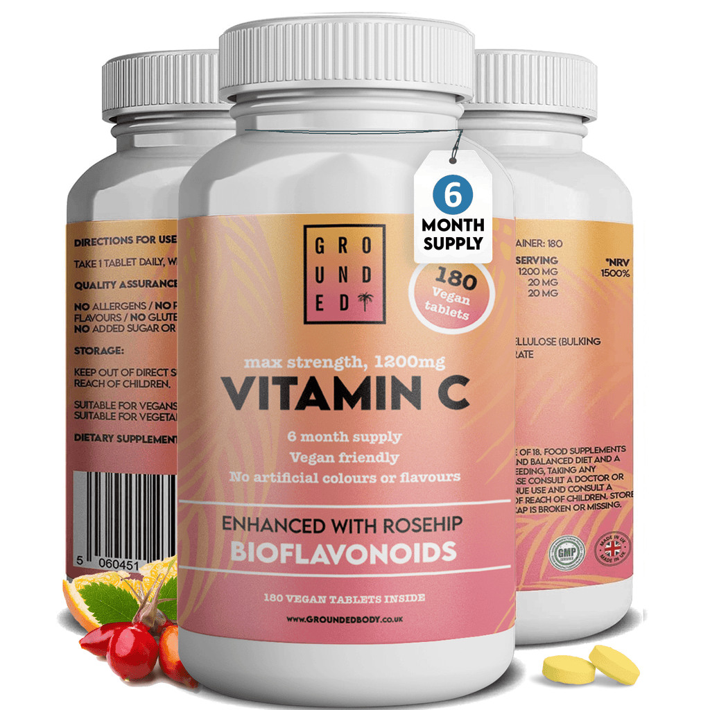 Grounded Vitamin C 500mg with Rosehip & Bioflavonoids – Daily Immune & Skin Support