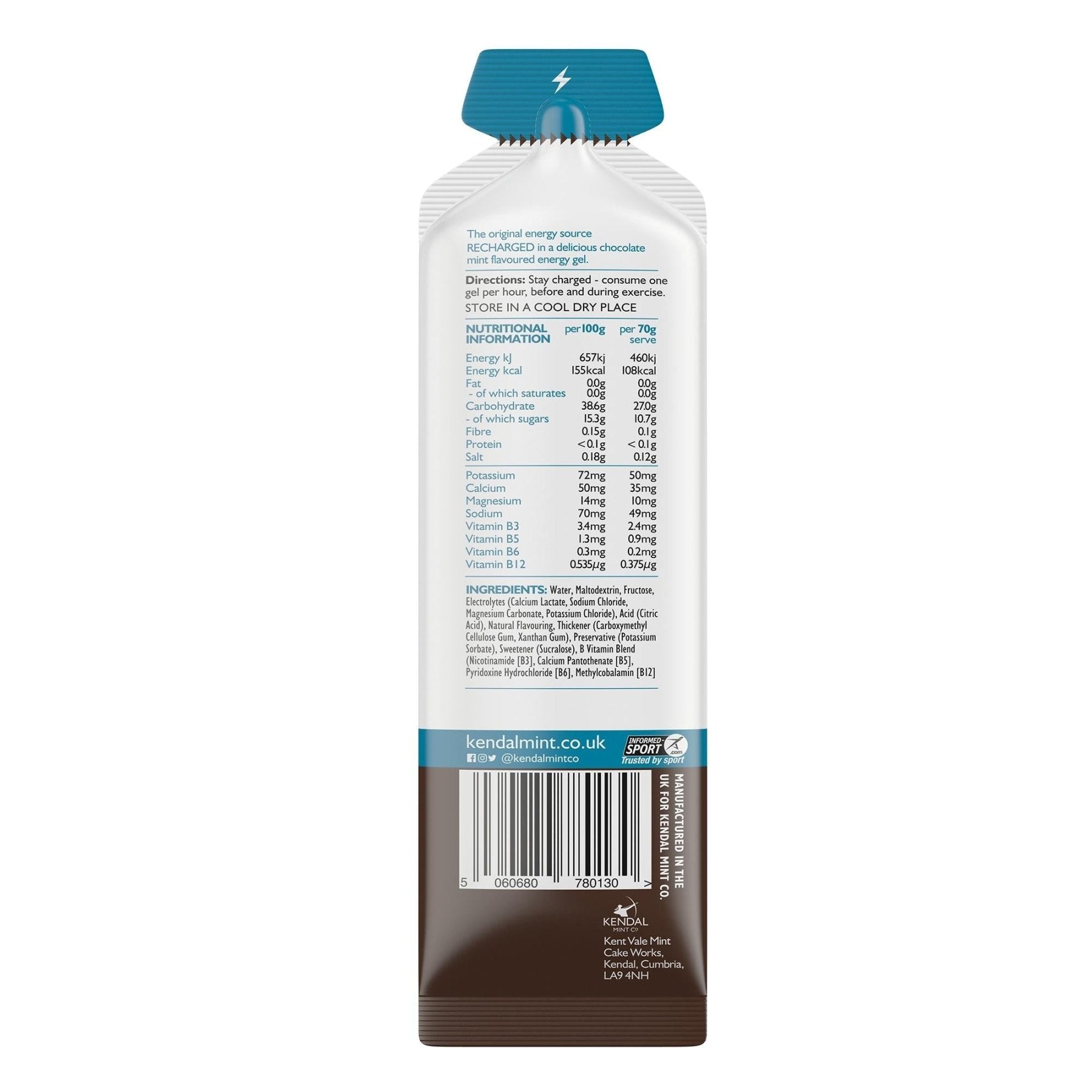 KMC NRG GEL Chocolate Mint Energy Gel 70g