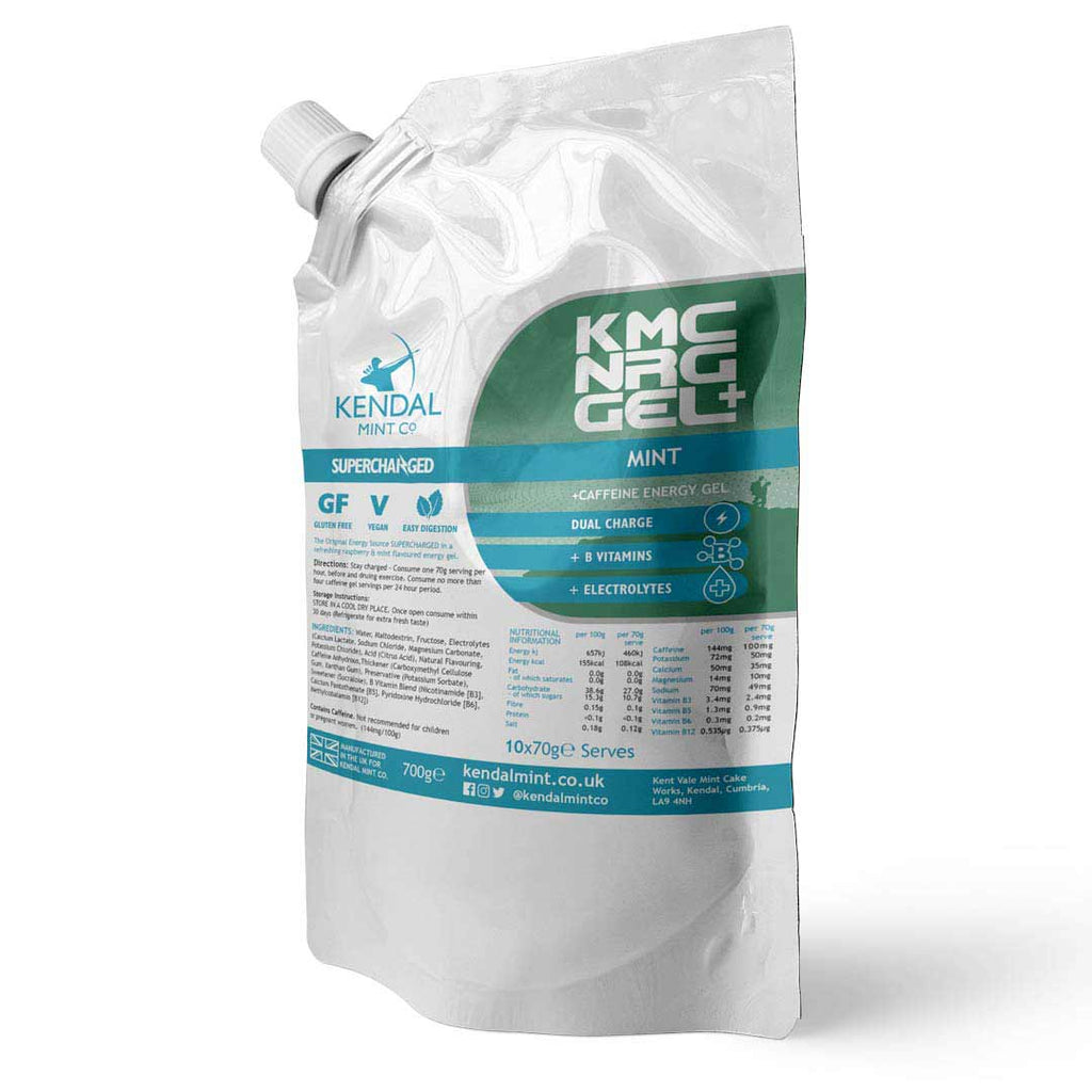 KMC NRG GEL+ Energy Gel Refill Pouch Mint Caffeine (10 x 70g Serves)