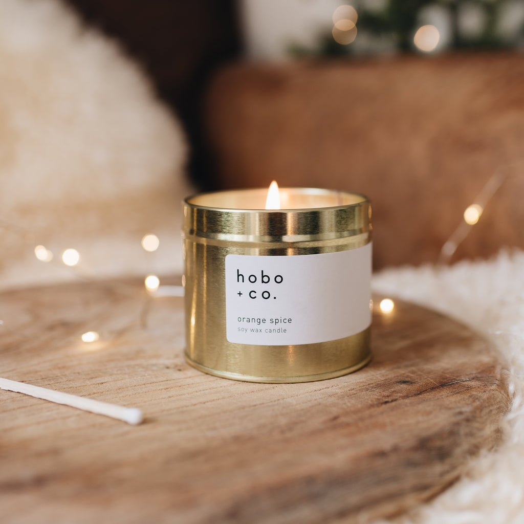 Large Gold Tin Orange Spice Candle